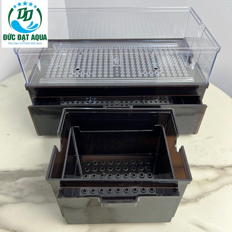 Khay Lọc Dàn Mưa màu nâu có ngăn kéo cao cấp Dàn Mưa Cho Bể Cá và khay lọc dàn mưa mika 4