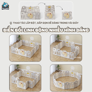 Quây Cũi Nhựa Cho Bé Tặng Bóng Thảm Đồ Chơi, Quây Cũi Nhựa Gấp Gọn Pakey Mẫu Mới 2026