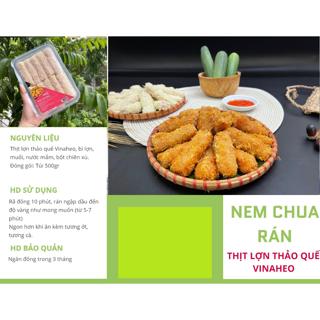 (SHIP HÒA TỐC HN) Nem chua rán Vinaheo hộp 500gr gồm 20c, sử dụng thịt ...