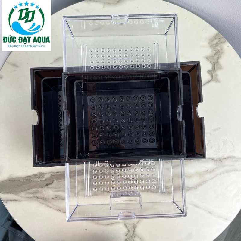 Khay Lọc Dàn Mưa màu nâu có ngăn kéo cao cấp Dàn Mưa Cho Bể Cá và khay lọc dàn mưa mika 6