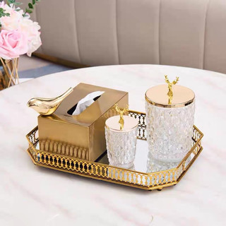 (Loại 1 hàng to nặng màu vàng sang trọng ko bị lố) Hộp đựng giấy ăn đính đá pha lê lấp lánh phong cách Bắc Âu sang trọng