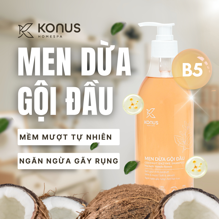 Sử dụng Chai Dầu Gội Konus Men Dừa trong đời sống
