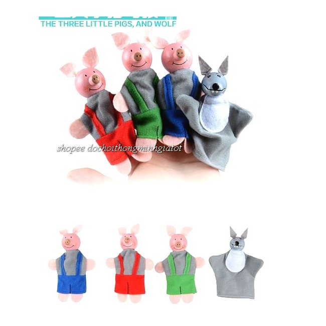 Rối ngón tay kể chuyện cổ tích sói và 3 chú lợn con | Shopee Việt Nam