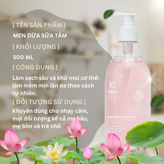 Men Dừa Sữa Tắm Konus Sạch Thông Thoáng Khử Mùi Cơ Thể Mềm Mịn Tự Nhiên 500ml