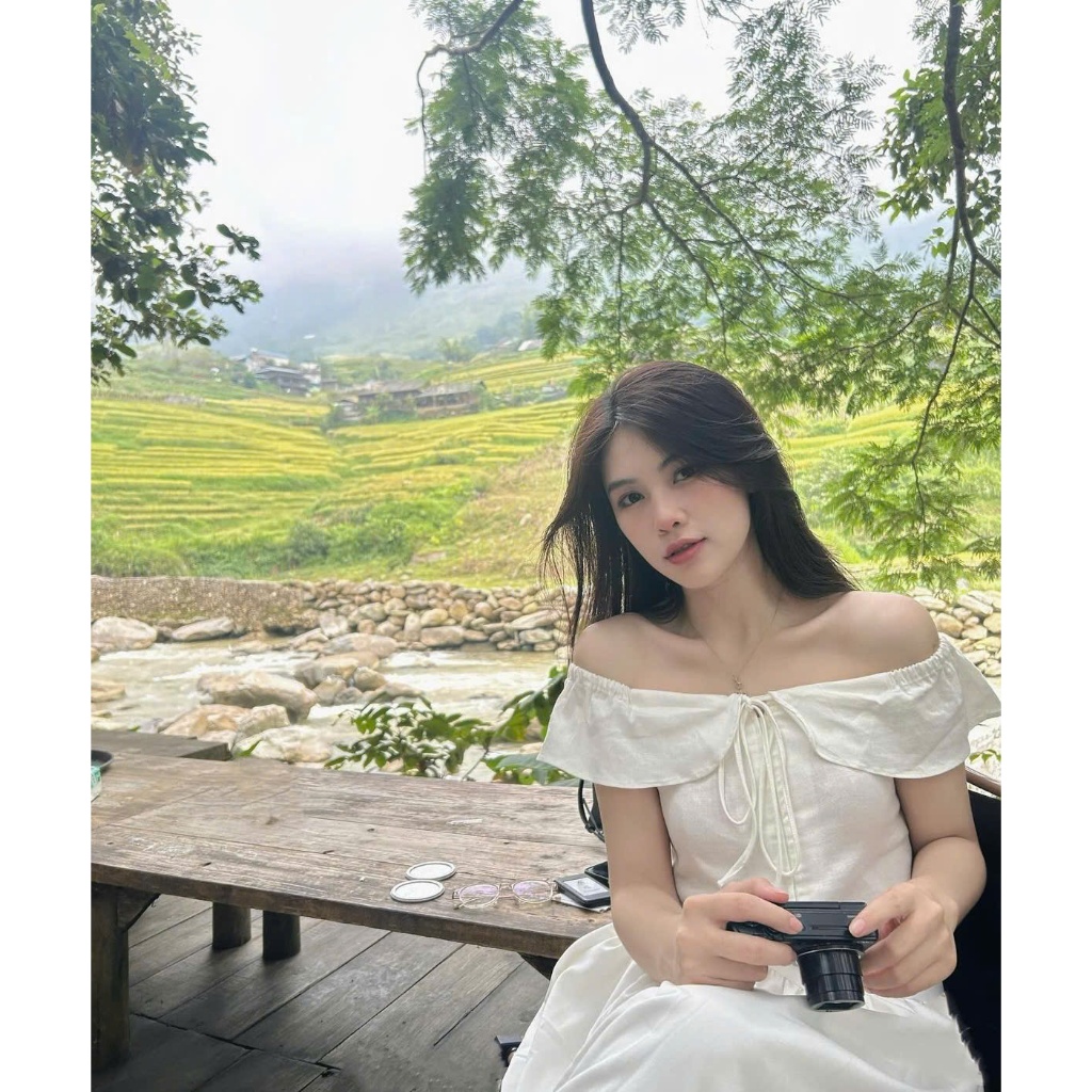 Áo Trễ Vai Croptop Viền Bèo BABY TOP Buộc Dây Nơ Có Chun Tay Chất Liệu Linen Cao Cấp SAN Clothings - P68