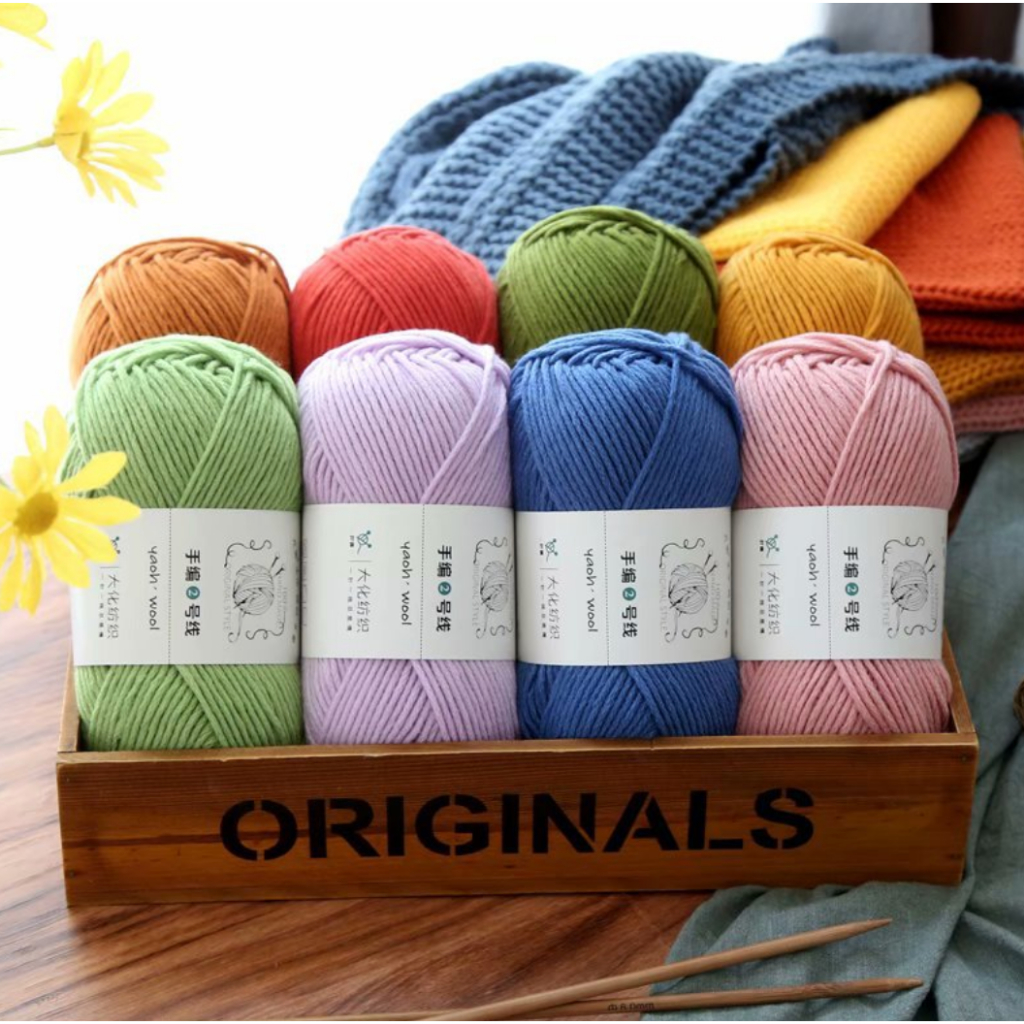 Len Yaoh 100g sợi 3mm len wool thực vật thu đông giữ ấm tốt mềm xốp