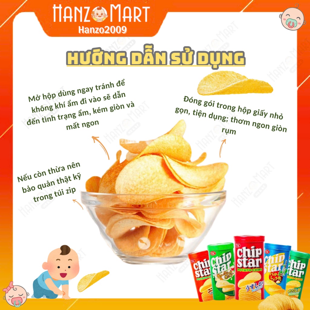 Bánh Snack khoai tây Chip Star Nhật Bản ăn dặm cho bé trên 1 tuổi 50gr hanzomart