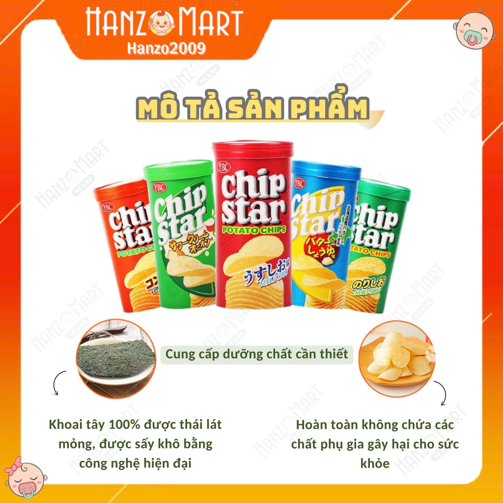 Bánh Snack khoai tây Chip Star Nhật Bản ăn dặm cho bé trên 1 tuổi 50gr hanzomart
