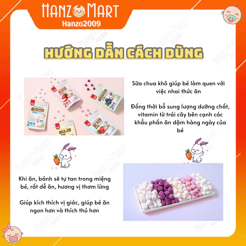 Sữa chua khô cho bé hoa quả phô mai Bebedang / Samto sấy lạnh Hàn Quốc ăn dặm 6m+