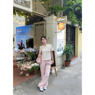 Quần Ống Rộng Kẻ Sọc Cạp Chun Chất Liêu Cotton Cao Cấp Phong Cách Năng Động Trẻ Trung