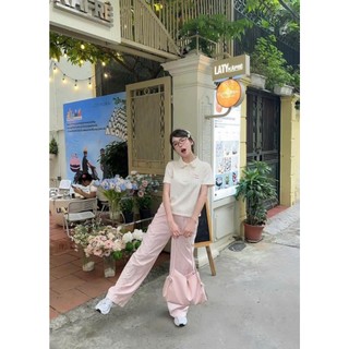 Quần Ống Rộng Kẻ Sọc Cạp Chun Chất Liêu Cotton Cao Cấp Phong Cách Năng Động Trẻ Trung