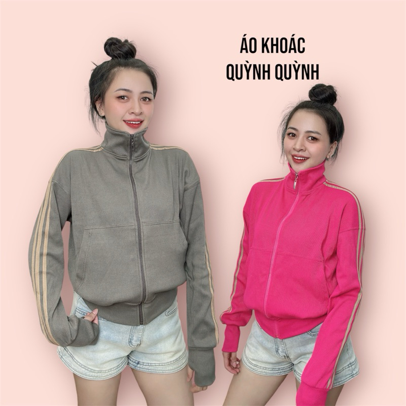 ( 6 túi + không nón) Áo khoác gân tăm sọc tay không nón, form lửng cổ cao ( 40-57kg),áo gân mềm mát thoáng dày dặn - G12