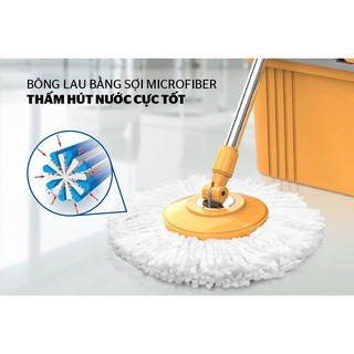 Chổi lau nhà 360 độ kèm thùng tự vắt có lồng inox chống gỉ chính hãng Phú Kháng PK01