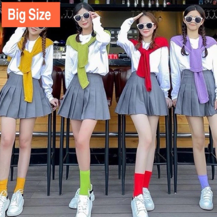 chân váy bigsize nữ CHÂN VÁY TENNIS BIGSIZE 60-95kg màu xám