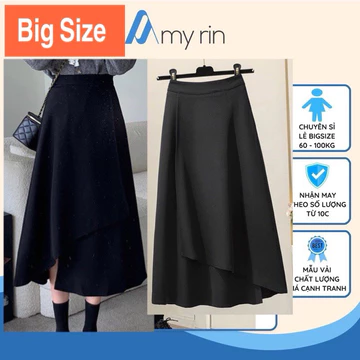 BIG SIZE- HOẢ TỐC ] chân váy bigsize nữ Chân váy dài bigsize 60-100kg phối lưng thun.EO TRÊN RỐN Ạ!