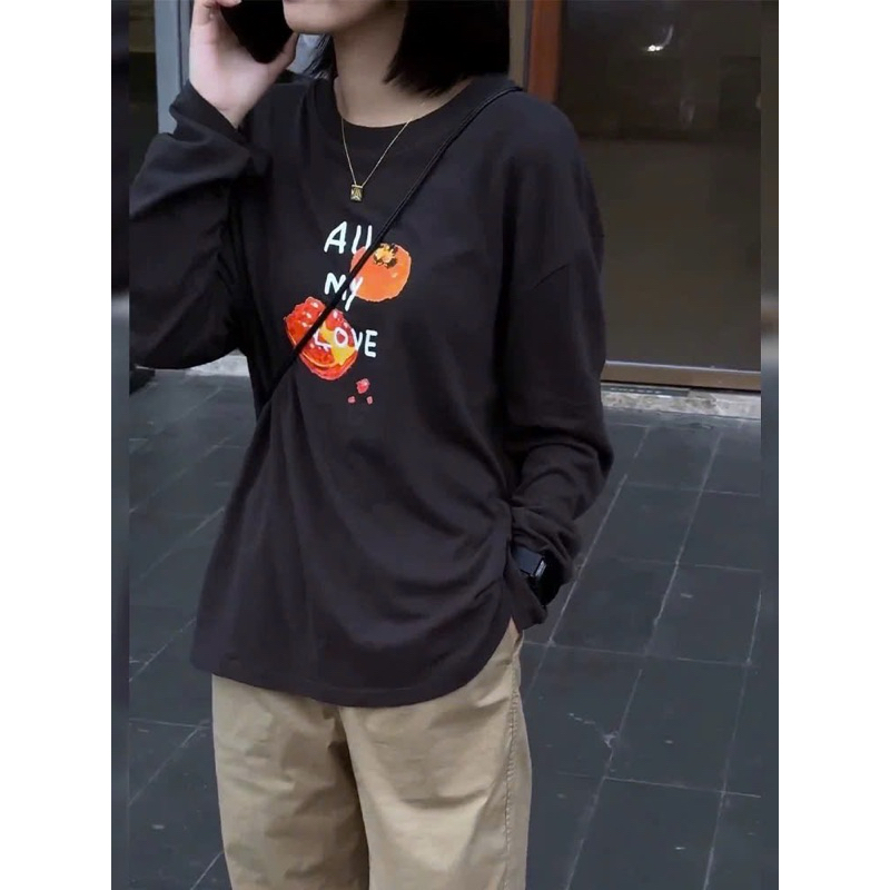 Áo thun nữ tay dài form rộng chất xược in hình All my love JULYfashion2023, Áo thun chống nắng mùa hè, ấm áp mùa đông