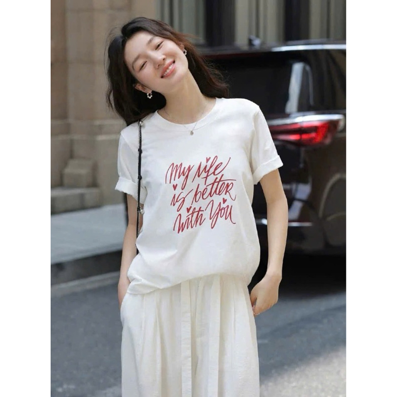 Áo thun nữ cotton in hình, Áo thun trắng in hình thời trang JULYfashion, Áo phong nữ tay ngắn chất cotton 4 chiều đẹp