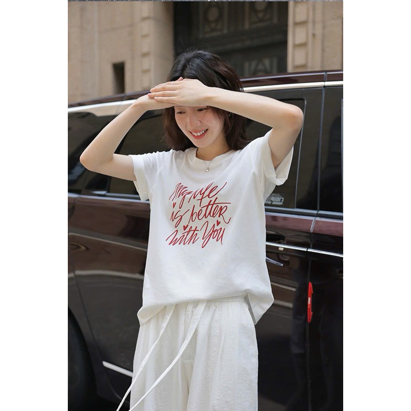 Áo thun nữ cotton in hình, Áo thun trắng in hình thời trang JULYfashion, Áo phong nữ tay ngắn chất cotton 4 chiều đẹp