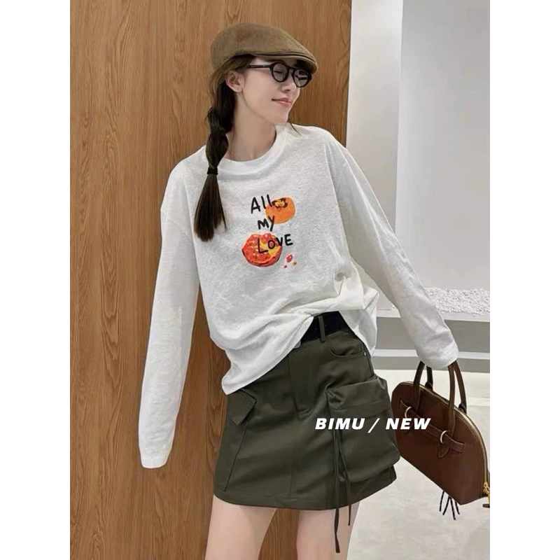 Áo thun nữ tay dài form rộng chất xược in hình All my love JULYfashion2023, Áo thun chống nắng mùa hè, ấm áp mùa đông