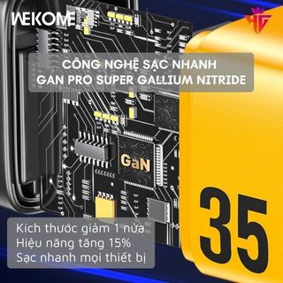 Cốc sạc nhanh 2 cổng Wekome WP-U25 / CS01 chân gập tiện dụng, USB 30W, TypeC 35W - Nhất Tín Computer