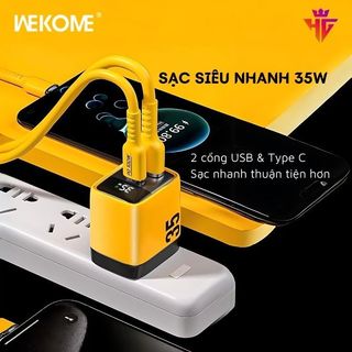 Cốc sạc nhanh 2 cổng Wekome WP-U25 / CS01 chân gập tiện dụng, USB 30W, TypeC 35W - Nhất Tín Computer