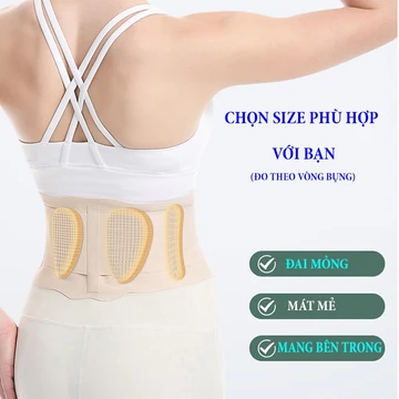 Đai lưng cột sống mỏng thể thao nam nữ, Đai lưng thoát vị hỗ trợ thoáng khí, đai tập bụng định hình thể hình, đai tập yo