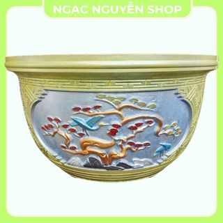 Khuôn đúc chậu tròn đường kính 40 cm, hoa văn tùng, cúc, mai chất liệu nhựa abs