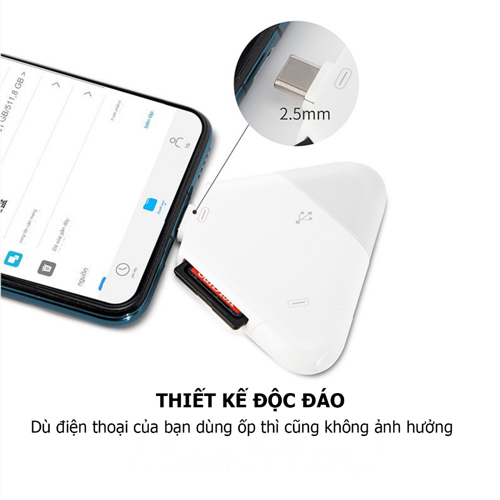 Đầu đọc thẻ đa năng 3 chân cắm dành cho điện thoại máy tính laptop - ảnh 5