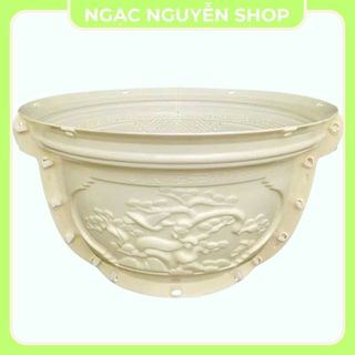 Khuôn đúc chậu tròn đường kính 40 cm, hoa văn tùng, cúc, mai chất liệu nhựa abs