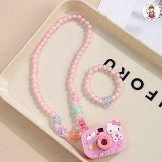 Set Máy Ảnh Kèm Vòng Cổ Vòng Tay Kuromi/Melody/Cún Trắng Dễ Thương Có Đèn LED Chiếu Hình Lung Linh Vòng Trang Trí Cho Bé