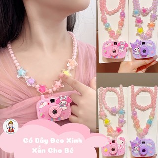 Set Máy Ảnh Kèm Vòng Cổ Vòng Tay Kuromi/Melody/Cún Trắng Dễ Thương Có Đèn LED Chiếu Hình Lung Linh Vòng Trang Trí Cho Bé