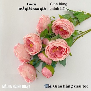 Hoa giả - Hoa trà David Lucas 65cm trang trí bền, đẹp, sang trong, ảnh thật