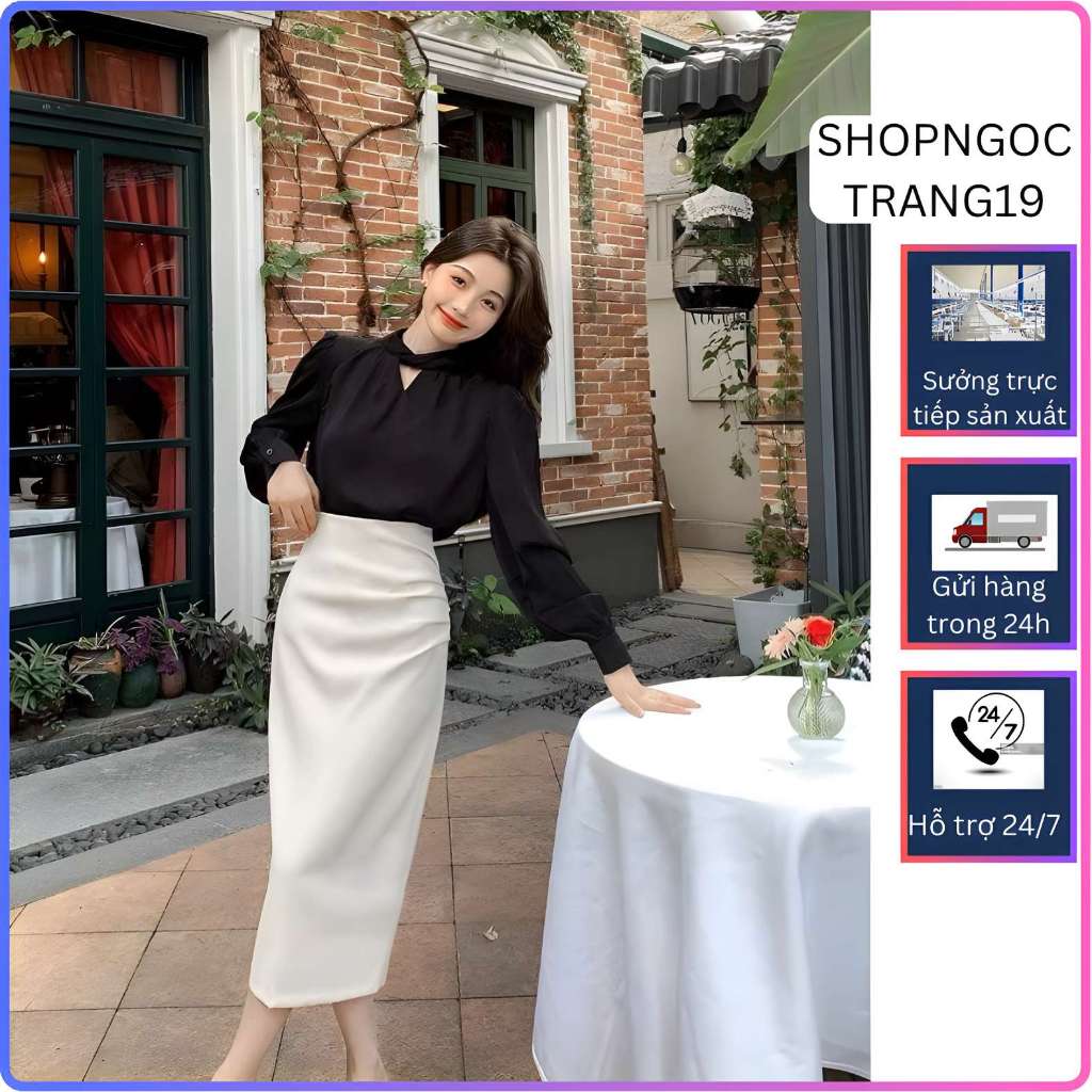 Chân Váy Bút Chì Gấp Ly Phần Eo Che Khuyết Điểm Bụng 2 Lớp Phù Hợp Đi Làm SHOPNGOCTRANG19 CV178