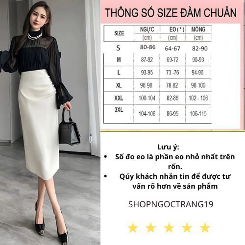 Chân Váy Bút Chì Gấp Ly Phần Eo Che Khuyết Điểm Bụng 2 Lớp Phù Hợp Đi Làm SHOPNGOCTRANG19 CV178