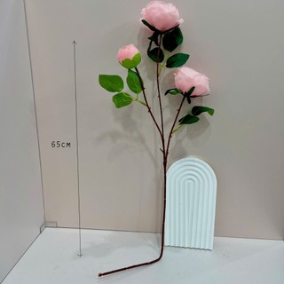 Combo 10 cành hoa giả - Hoa trà David Lucas 65cm trang trí bền, đẹp, sang trọng, giống thật