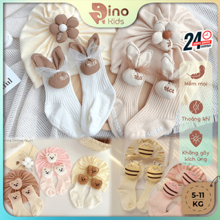 Set turban kèm tất cổ cao dễ thương cho bé 5-11kg. Set phụ kiện Chicbaby cho bé. Dino Kids