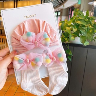 Set turban kèm tất cổ cao dễ thương cho bé 5-11kg. Set phụ kiện Chicbaby cho bé. Dino Kids