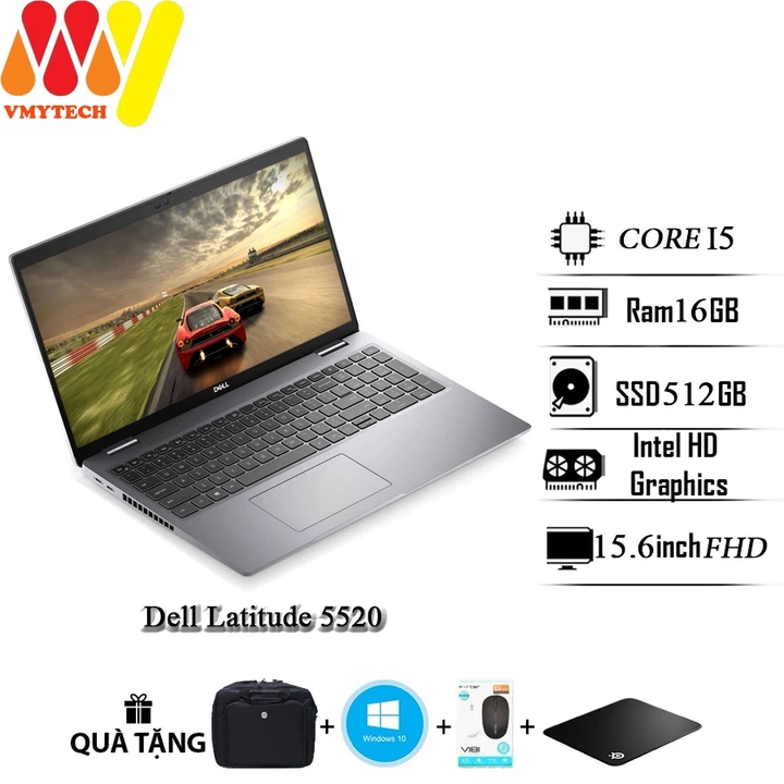 Laptop Dell Latitude 5520 cấu hình mạnh mẽ, Core i5-1145G7, Ram 16GB, SSD 512GB, Màn hình 15.5inch Full HD, zin lướt 99%