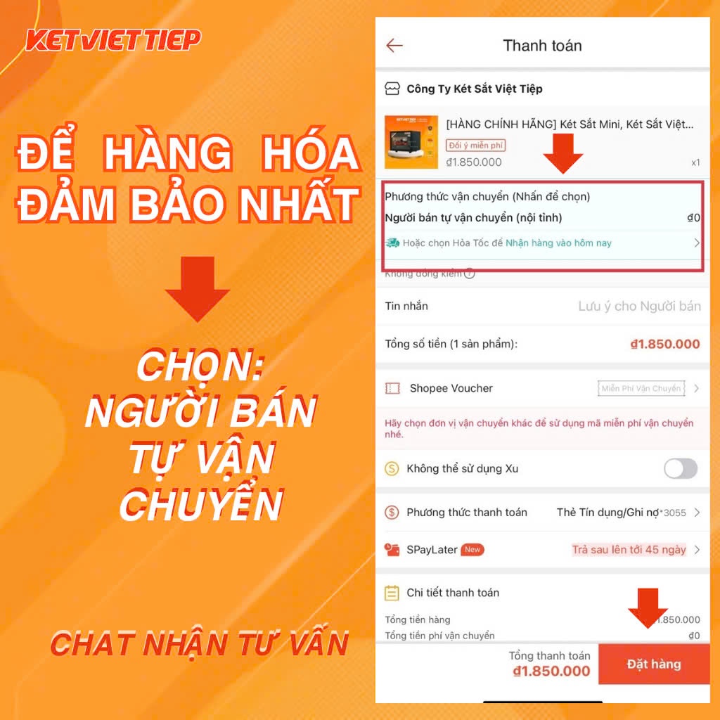 Két Sắt Mini Thông Minh Việt Tiệp Tích Hợp Vân Tay Điện Tử Khóa Cơ KVTSC55 Màu Đen Bóng Miễn Ship Toàn Quốc