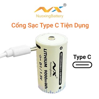 Pin Đại D NUOXING 1.5V Sạc Lại Cổng USB Type-C Dung Lượng 9000mWh – Pin Sạc D Dùng Đèn Pin, Bếp Ga,.