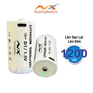 Pin Đại D NUOXING 1.5V Sạc Lại Cổng USB Type-C Dung Lượng 9000mWh – Pin Sạc D Dùng Đèn Pin, Bếp Ga,.