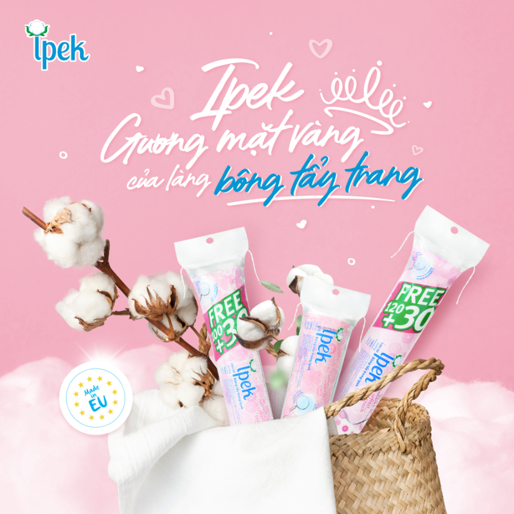 Ảnh Bông tẩy trang Ipek 150 miếng nhẹ nhàng làm sạch bụi bẩn hoặc lớp trang điểm mà không gây tổn hại đến da 4