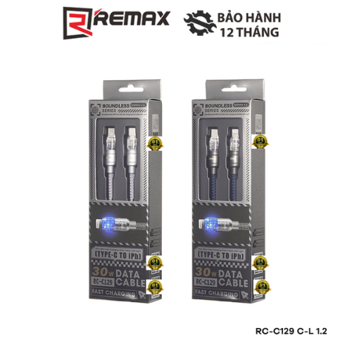 Cáp Sạc Nhanh Remax RC-C129 Cổng Type C Ra Cổng L Max 30W Dài 1.2 Mét ...