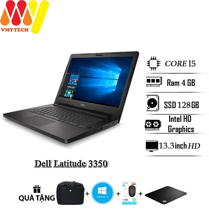 Laptop Dell Latitude 3350, Core i5-5200U, Ram 4GB, SSD 128GB, màn hình 13.3inch HD, laptop văn phòng giá rẻ,kèm quà tặng