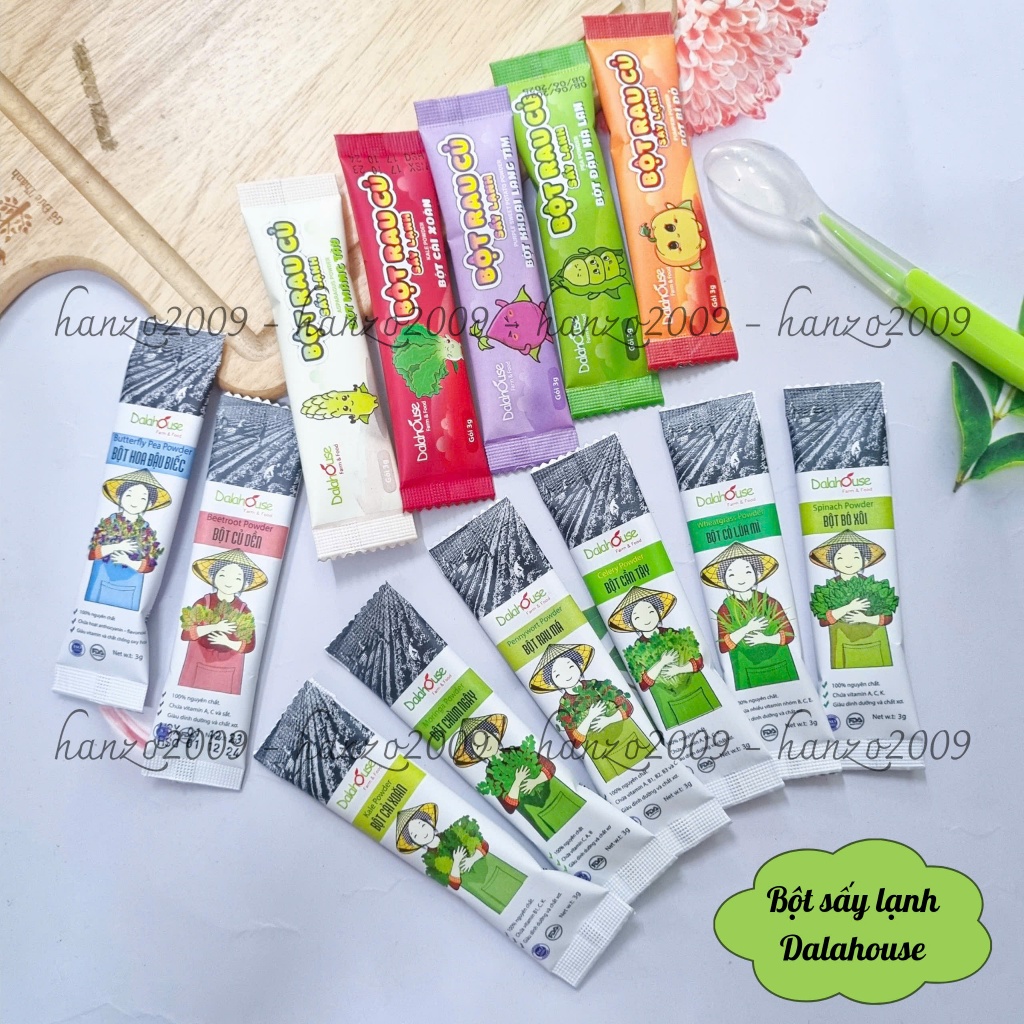 Bột rau củ cho bé ăn dặm sấy lạnh Dalathouse Dalahouse gói 3gr 10gr