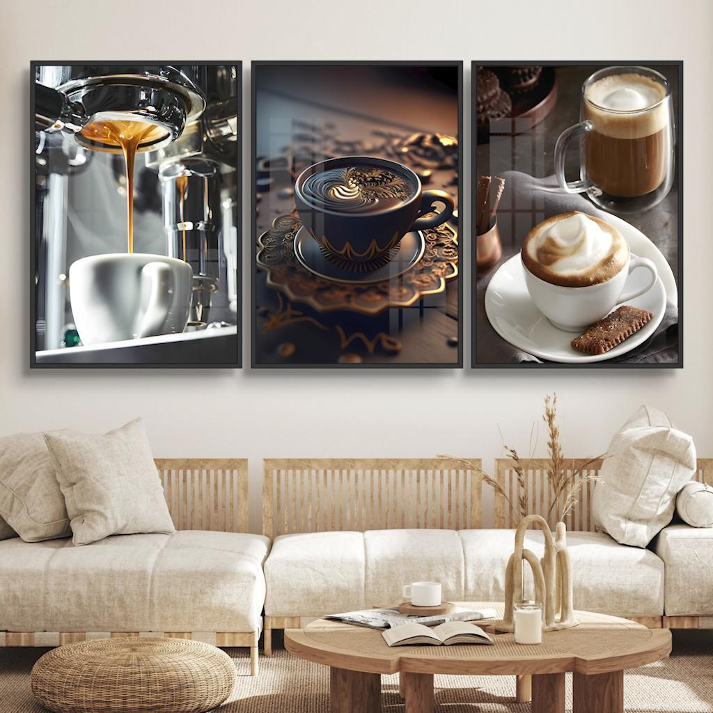 Bộ 3 Tấm Tranh Cafe - Tranh Treo Tường - Decor Không Gian Làm Việc, Quán Cà Phê, Phòng Khách
