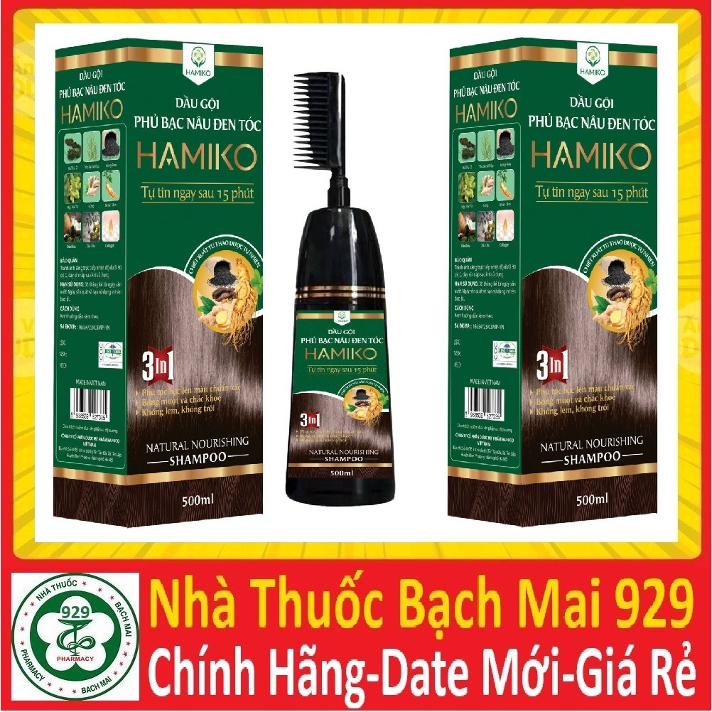 Dầu gội phủ bạc Hapuco HaMiKo Pucoliza 500ml - Dầu gội nhuộm 3 màu: Nâu ...