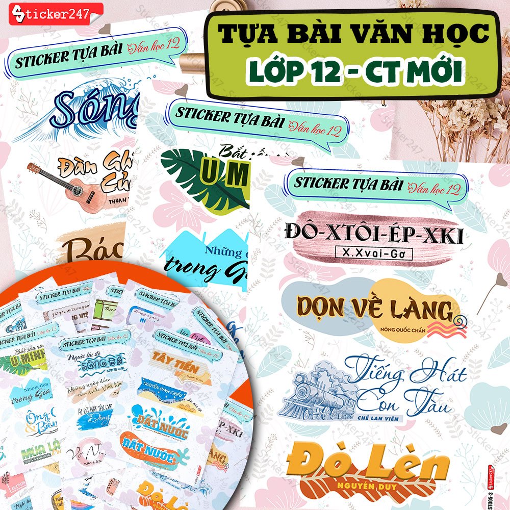Bộ Sticker Tựa Bài Văn Học Lớp 12 Chương trình mới 🌈𝑭𝒓𝒆𝒆𝒔𝒉𝒊𝒑 Nhãn Tiêu ...