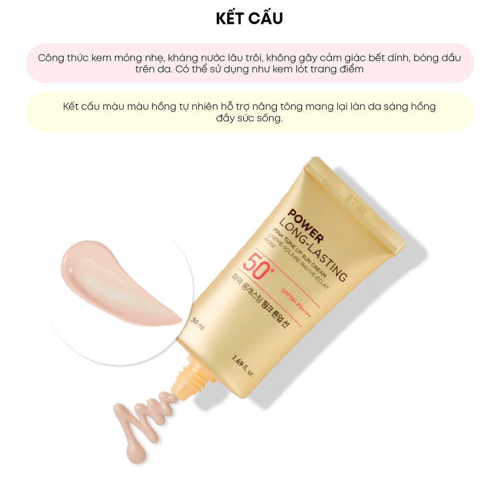 Ảnh Combo 2 Kem Chống Nắng Thefaceshop Power Long Pink Tone Up Spf50++ 50Mlx2 2
