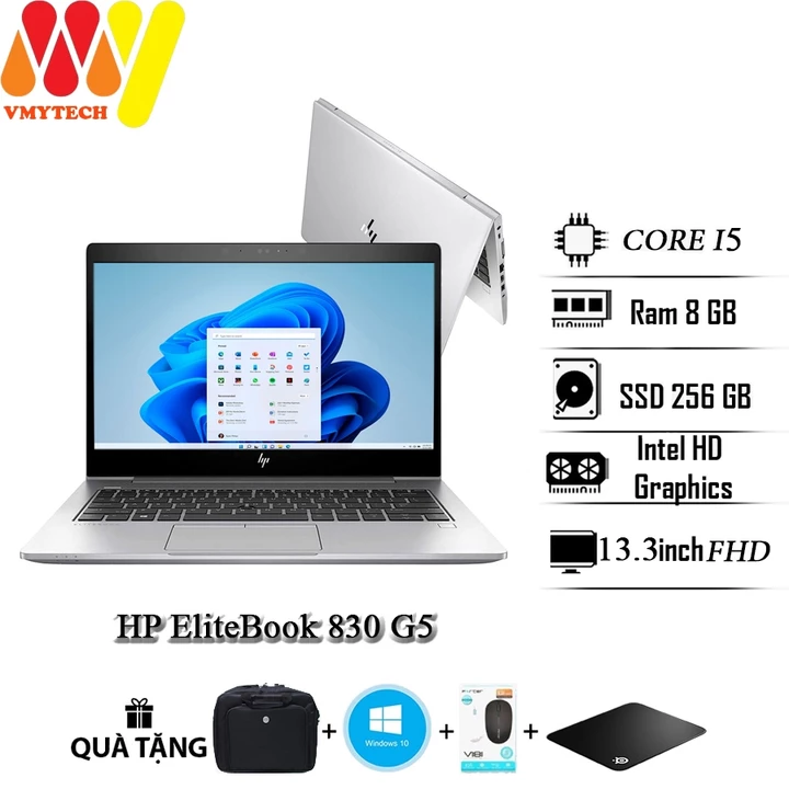 Laptop HP EliteBook 830 G5, Core i5 8350U, Ram 8GB, SSD 256GB, màn hình 13.3inch Full HD, laptop lướt văn phòng giá rẻ